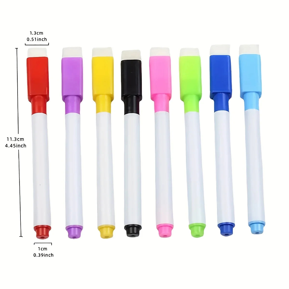 8pcs Set - Small Bullet Tip Dry Erase Markers - 8 Colors + 1 Magnetic Pen