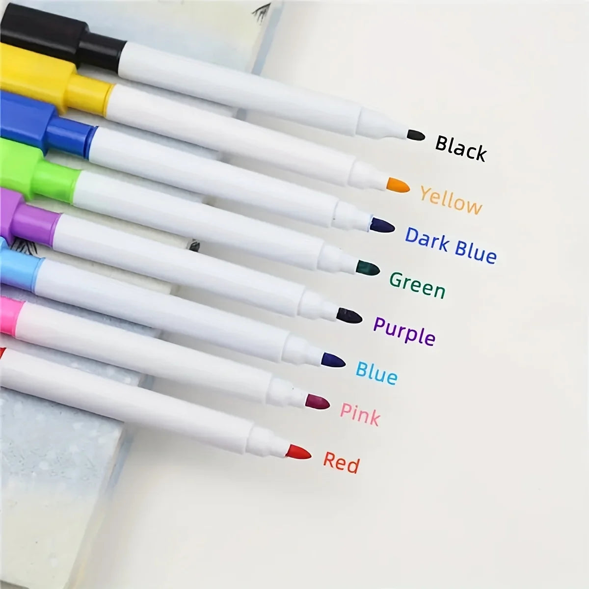 8pcs Set - Small Bullet Tip Dry Erase Markers - 8 Colors + 1 Magnetic Pen