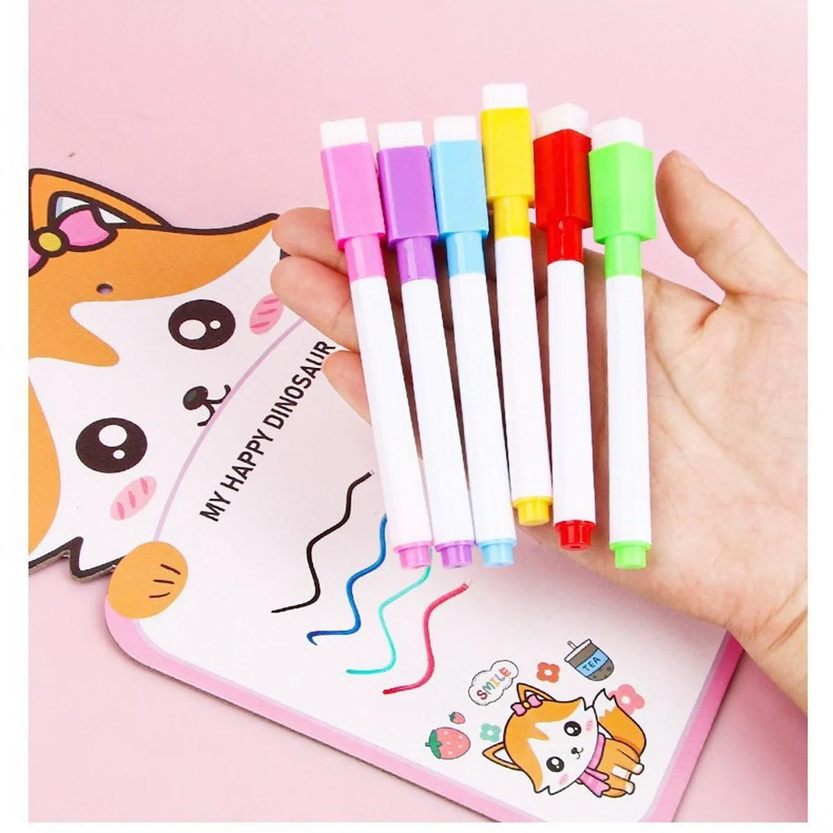 8pcs Set - Small Bullet Tip Dry Erase Markers - 8 Colors + 1 Magnetic Pen